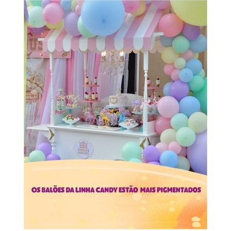 Imagem de Balão Bexiga Candy Color Tom Pastel 9 Polegadas 50 Unidades