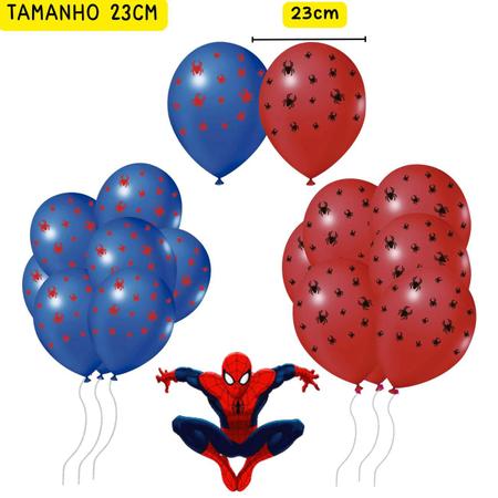 Imagem de Balão Bexiga Látex 9 Polegadas 25 Unidades, Balão Homem Aranha, Festa Super Heróis