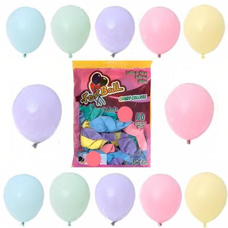Imagem de Balão Bexiga Tom Pastel Candy Color 7 Polegadas 50 Unidades