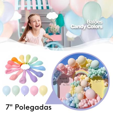 Imagem de Balão Bexiga Tom Pastel Candy Color 7 Polegadas 50 Unidades