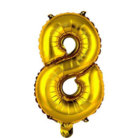 Balão Metalizado Número 8 Dourado Pequeno