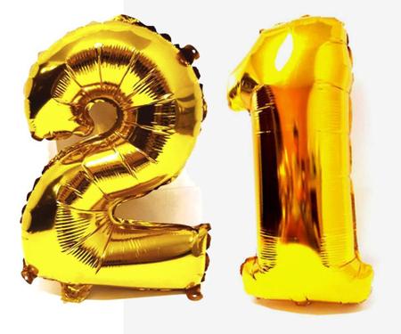 Imagem de Balão Gigante Número 21  Dourado Metalizado Festas Decoração 75 Cm