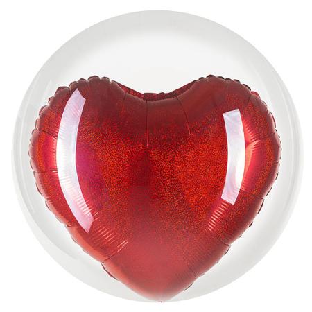 Imagem de Balão Metalizado Coração Holográfico Vermelho - 20 Polegadas