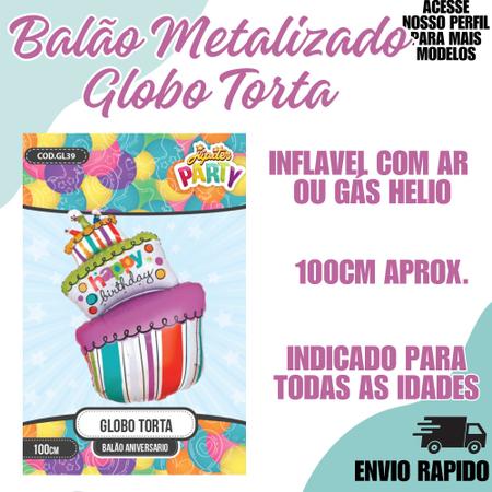 Balão Metalizado Globo Torta Festa Decoraçao Aniversario - Crgfestas Imagem de Balão Metalizado Globo Torta Festa Decoraçao Aniversario