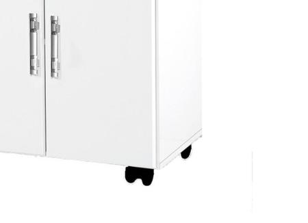 Imagem de Balcão alto p/ microondas p/ forno elétrico com rodinhas class. 2 portas + 1 gaveta cor branco brilho