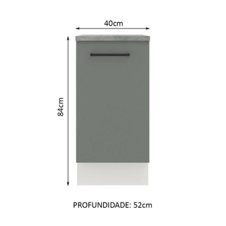 Imagem de Balcão Armário de Cozinha 40 cm 1 Porta Branco/Cinza Agata Madesa