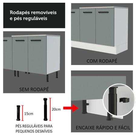 Imagem de Balcão Armário de Cozinha 40 cm 1 Porta Branco/Cinza Agata Madesa