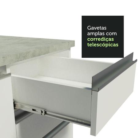 Imagem de Balcão Armário de Cozinha 40 cm 3 Gavetas Branco Glamy Madesa