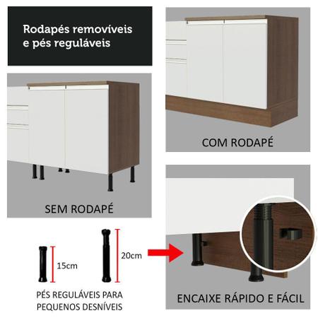 Imagem de Balcão Armário de Cozinha 60 cm 1 Porta Rustic/Branco Glamy Madesa