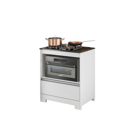 Imagem de Balcão Armário para Cooktop Fogão 1 Gaveta 1 Prateleira Cozinha Multiuso Organizador Branco