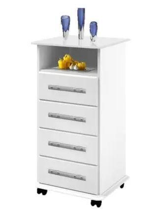 Imagem de Balcão armario  para cozinha açaí 4 gavetas branco passe bem  lojas lm