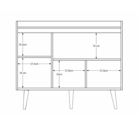 Imagem de Balcao Buffet Retrô Delta 3 Portas Off White - MoveisAqui