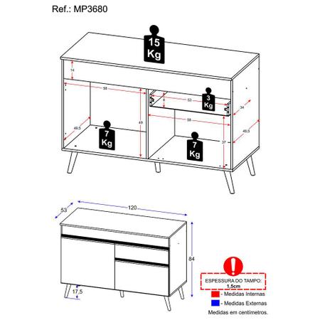 Imagem de Balcão Cozinha Gabinete Pia 120 cm 2 Portas 1 Gaveta Veneza GW Multimóveis Branco