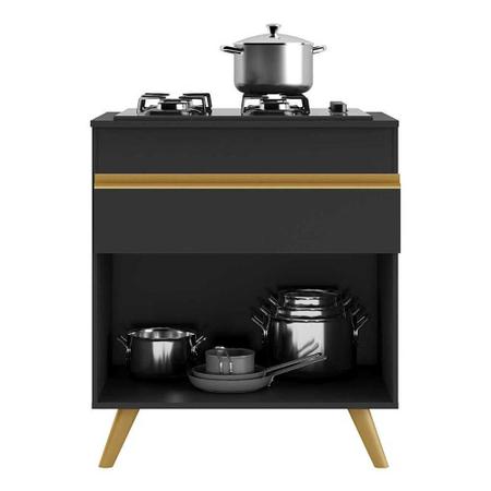 Imagem de Balcão Cozinha para Cooktop 70 cm 1 Porta 1 Gaveta Veneza GB Multimóveis Preto