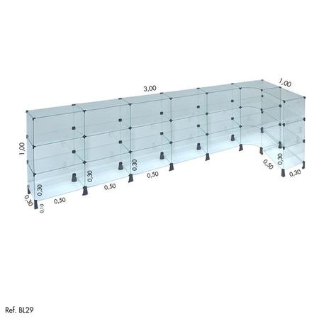 Imagem de Balcão de Atendimento L Modulado em Vidro 3,00 x 1,00 x 1,00