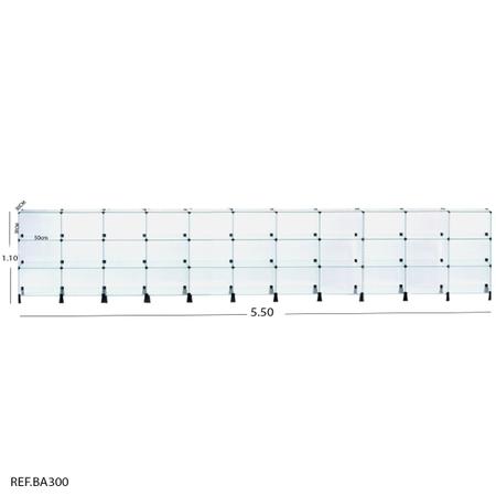 Balcão de Atendimento Modulado em Vidro - 5,50 x 1,00 x 0,30 - Balcãonet Imagem de Balcão de Atendimento Modulado em Vidro - 5,50 x 1,00 x 0,30
