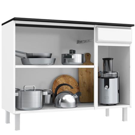 Imagem de Balcão de Cozinha em Aço Rubi 3 Portas 1 Gaveta Smart Branco/Preto - Telasul