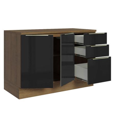 Imagem de Balcão de Pia 120 cm 2 Portas 3 Gavetas Rustic/Preto Lux Madesa