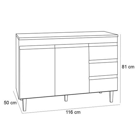 Imagem de Balcão de Pia 120 cm Adriana 2 Portas e 3 Gavetas