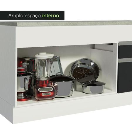 Imagem de Balcão de Pia Armário de Cozinha 150 cm 2 Portas e 2 Gavetas (Com Tampo) Branco/Preto Glamy Madesa
