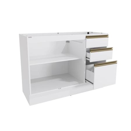 Imagem de Balcão de Pia Celeste Kappesberg 100% MDF 2 Portas 3 Gavetas Branco 120cm