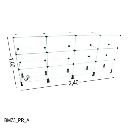 Imagem de Balcão de Vidro Temperado 4MM MÓD.60  - 2,40 x 1,00 x 0,40m