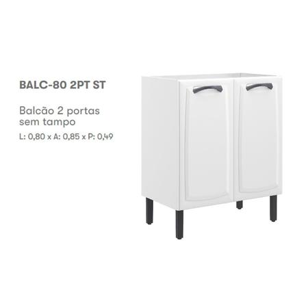 Imagem de Balcão em Aço 80cm 2 Portas Sem Tampo New Premium