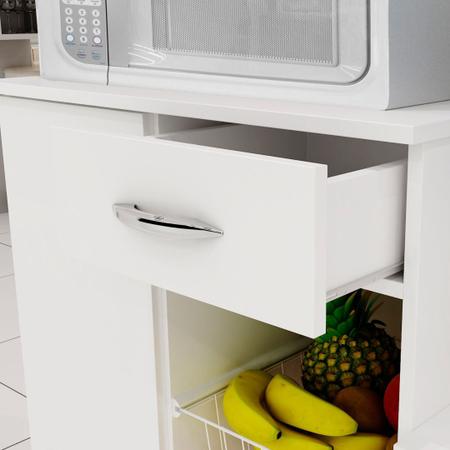 Imagem de Balcão Fruteira para Microondas 103cm 2 Portas 1 Gaveta Flórida Notável Branco