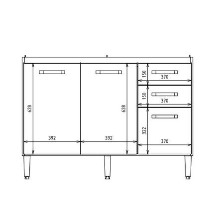 Imagem de Balcão Gabinete Armario 118 cm Branco C/tampo-Sete Estrela