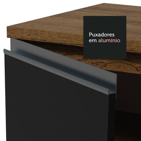 Imagem de Balcão Gabinete de Pia Armário de Cozinha 120 cm 2 Portas Rustic/Preto Glamy Madesa