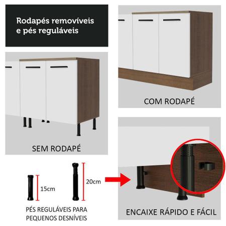 Imagem de Balcão Gabinete de Pia Cozinha 120 x 60 cm 1 Porta 2 Gavetas Rustic/Branco (Sem Tampo) Agata Madesa