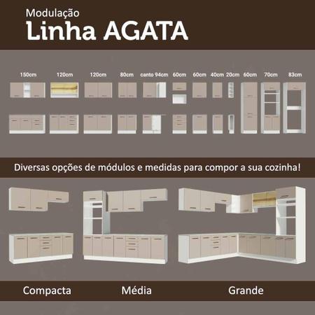 Imagem de Balcão Gabinete de Pia Cozinha 150 cm 2 Gavetas 2 Portas (Com Tampo) Branco/Crema Agata Madesa