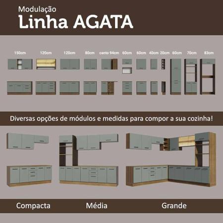 Imagem de Balcão Gabinete de Pia Cozinha 150 cm 2 Gavetas 2 Portas (Com Tampo) Rustic/Cinza Agata Madesa