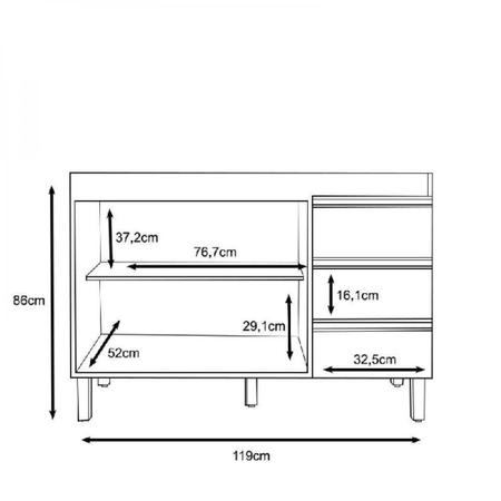 Imagem de Balcão Gabinete De Pia Karen 119 Cm Nature Off White