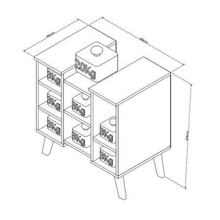 Balcão Gabinete para Banheiro 1 Porta 3 Nichos 60 cm Slim Appunto Branco e Castanho Imagem de Balcão Gabinete para Banheiro 1 Porta 3 Nichos 60 cm Slim Appunto Branco e Castanho