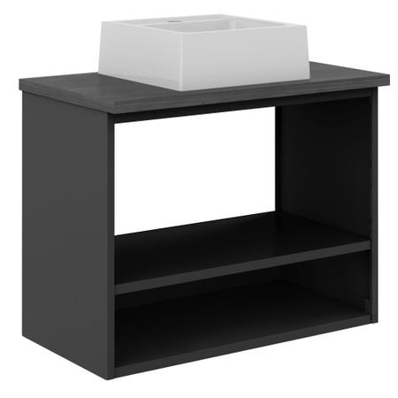 Balcão Gabinete para banheiro 70 cm 2 portas c/ nicho Natura 8005 Bertolini - Areia/Nogueira Imagem de Balcão Gabinete para banheiro 70 cm 2 portas c/ nicho Natura 8005 Bertolini - Areia/Nogueira