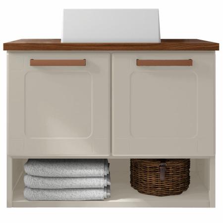 Balcão Gabinete para banheiro 70 cm 2 portas c/ nicho Natura 8005 Bertolini - Areia/Nogueira Imagem de Balcão Gabinete para banheiro 70 cm 2 portas c/ nicho Natura 8005 Bertolini - Areia/Nogueira