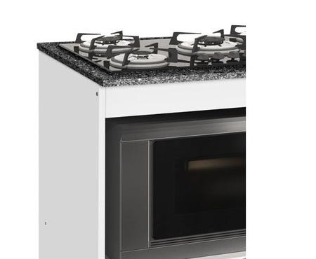Imagem de Balcão gabinete para cooktop de 5 bocas e para forno elét. bur 01 porta cor branco preto com tampo marmorizado