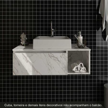 Imagem de Balcão Gabinete Suspenso para Banheiro sem Cuba 80cm BN3601 Tecno Mobili