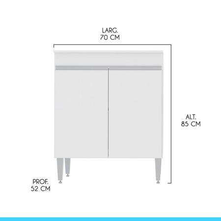 Balcão Multiuso para Cozinha com 2 Portas 70 x 85 Cm MDP Branco