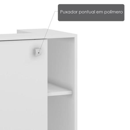 Imagem de Balcão para Banheiro 1 Porta Estrutura em 15mm com acabamento em BP Fosco Branco