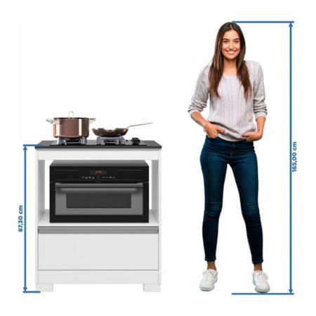 Imagem de Balcão para Cooktop 4 Bocas Com 1 Gaveta e Espaço para Forno Branco New/Granito