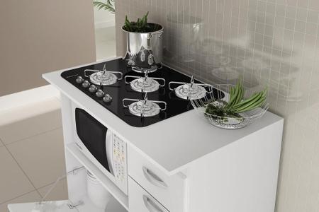 Imagem de Balcão para Cooktop 5 Bocas e Microondas Branco - Completa Móveis