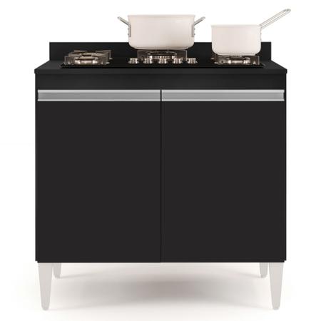 Imagem de Balcão para Cooktop 80cm 2 Portas Flórida Preto - Lumil