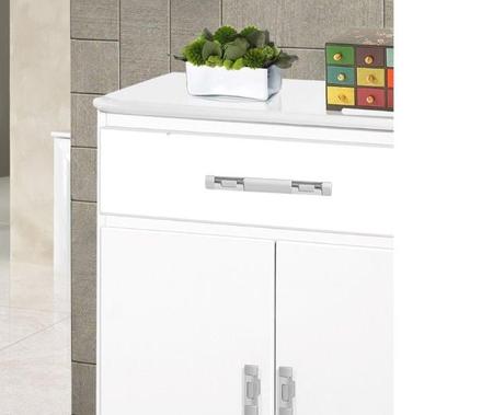 Imagem de Balcão para microondas ou forno elétrico com rodinhas nap. 2 portas + 1 gaveta cor branco brilho