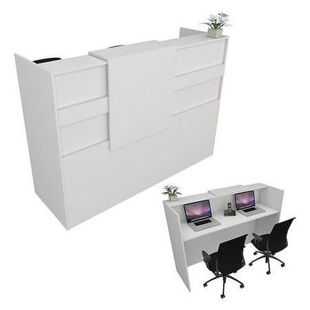 Imagem de Balcão Recepção Caixa 128cm Branco Alto Padrão 100% Mdf Modelo 1.1