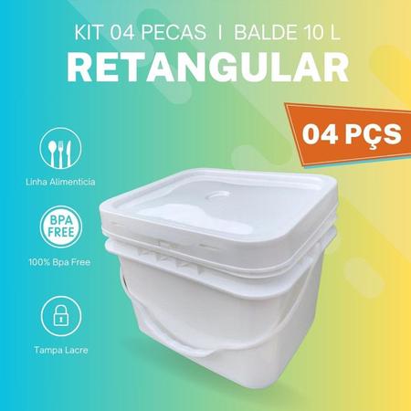 Imagem de Balde 10L Retangular para oleo industrial 4 Pcs