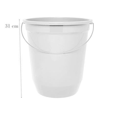 Balde 13,5 Litros Com Alça Metálica Branco - Jaguar Plásticos Imagem de Balde 13,5 Litros Com Alça Metálica Branco - Jaguar Plásticos