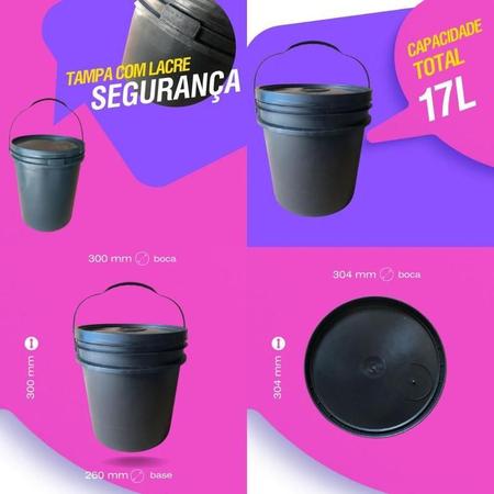 Imagem de Balde 16L 20 Litros Preto - 3 Pçs