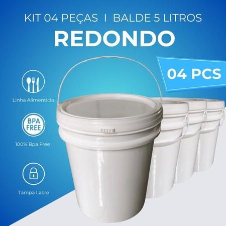 Imagem de Balde 5L Para Carnes Com Tampa 4 Pçs